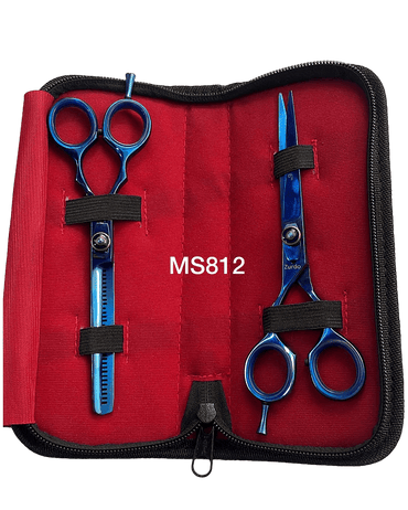 MS TIJERAS PARA ZURDOS KIT 2 LINEAL/ENTRESACAR 6 PULGADAS AZUL TITANIO 812