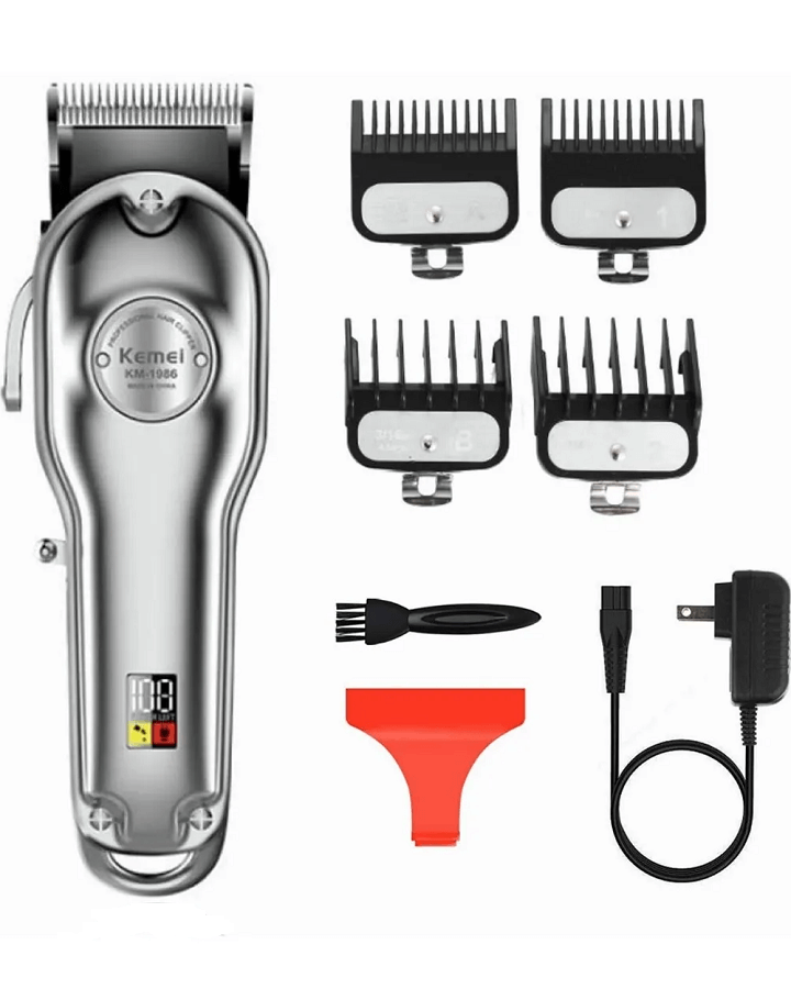 KEMEI CLIPPER ALL METAL MAQUINA INALAMBRICA KM 1986 SILVER El Palacio De La Belleza